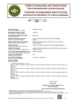 TSE 442 Certificate of Conformity
