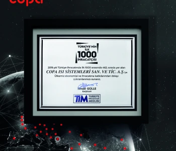 Copa Isı Sistemleri Türkiye’nin İlk 1000 İhracatçısı Arasında
