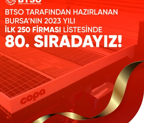 Bursa'nın İlk 250 Firması Listesinde 80. Sıradayız